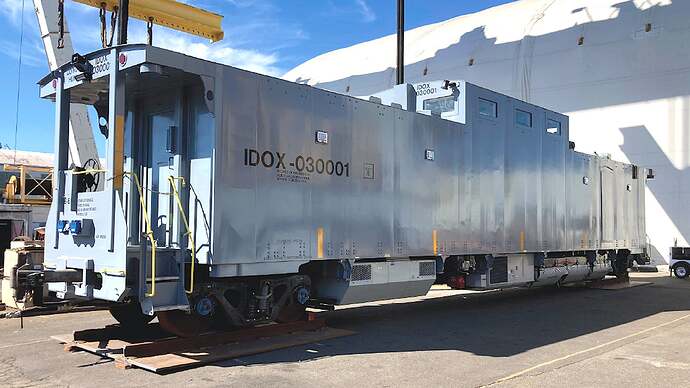 A prototype of a new Rail Escort Vehicle designed to help guard trainloads of nuclear waste.