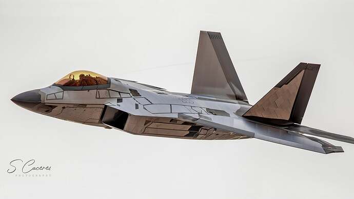 F-22 wrapped in reflective material