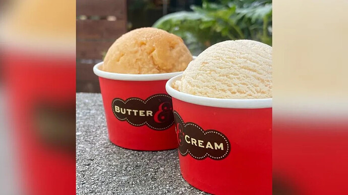Butter & Cream's Peaches and Cream ice cream & GA Peach sorbet. - Courtesy Butter & Cream and Maddie Mitchell