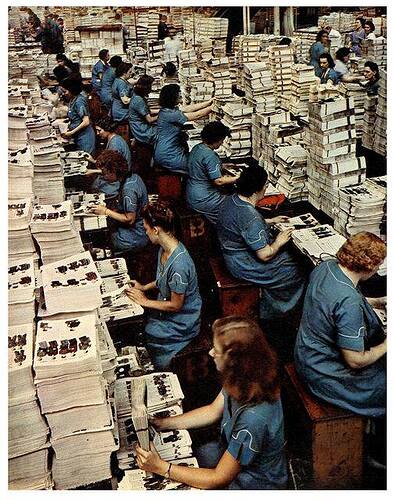 The Sears Roebuck catalog assembly line in 1942.