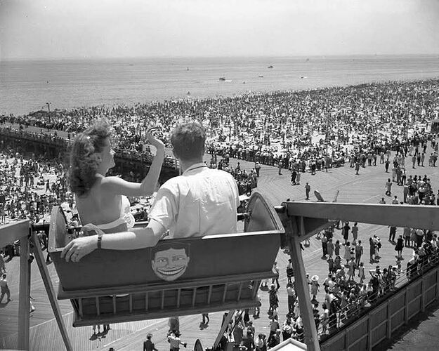 View from the Ferris wheel at Coney Island, July 5, 1947
