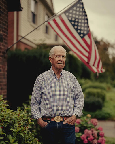 Paul Landis, one of the Secret Service agents just feet away from John F. Kennedy when he was assassinated, outside his home in Cleveland on Aug. 7, 2023. (Amir Hamja/The New York Times)