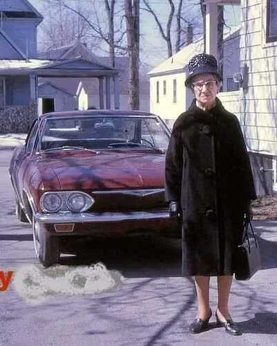 Granny and a Corvair