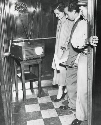 History New York City, 1949 Elevator operator brings his television to work so he could watch the first