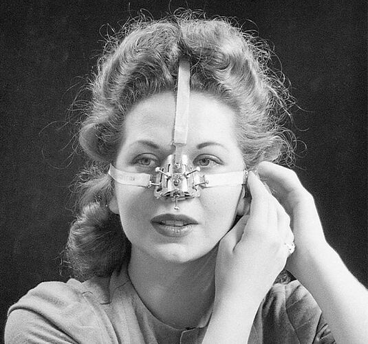 Nose shaping tool, 1944. According to The Atlantic, a nose shaping appliance was used to permanently adjust the structure of the wearer's nose.