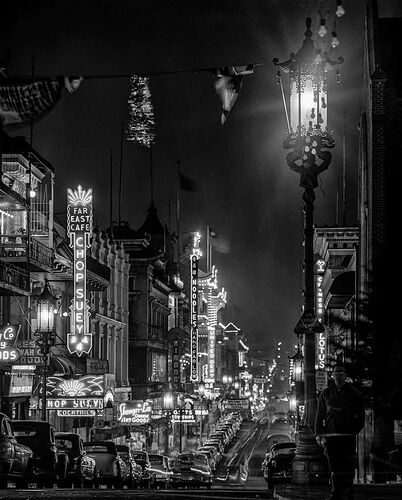 San Francisco’s Chinatown in the 1950s was a vibrant, bustling neighborhood that stood as a symbol of cultural heritage and community amidst a rapidly changing cityscape