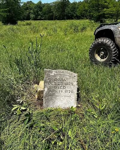 This head stone is in the middle of nowhere Wood county. Mr Coleman died 153 years ago. He was 45 years old. When he was born, Texas was part of Mexico.  This