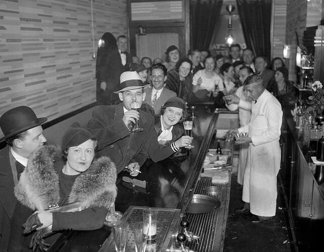 People celebrating the repeal of Prohibition, Chicago, Illinois