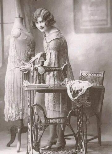 An Advertisement showing a Young Woman with her Singer Sewing Machine in 1925