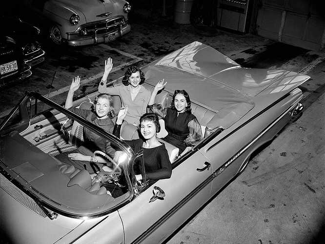 Girls' night out, in their '59 Impala convertible