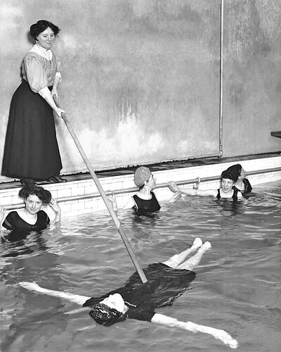 history A swim instructor at a YWCA swimming class in Toronto, Canada 1908