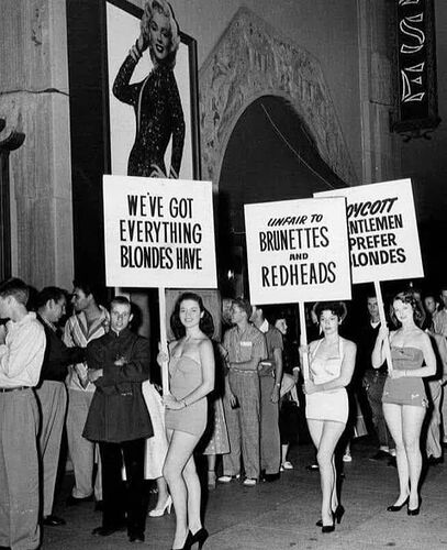 Brunettes protest the film Gentlemen Prefer Blondes 1953