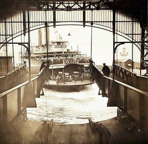 Here is the Staten Island Ferry approaching the Ferry Dock in Lower Manhattan in 1924