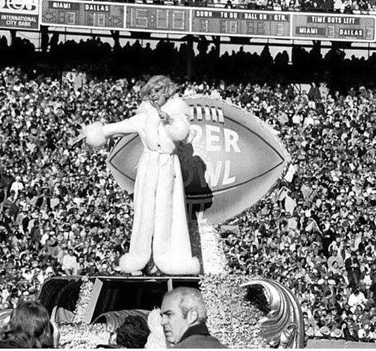 58 years ago, January 15 1967, Carol Channing was the first artist ever to perform at the Super Bowl halftime show