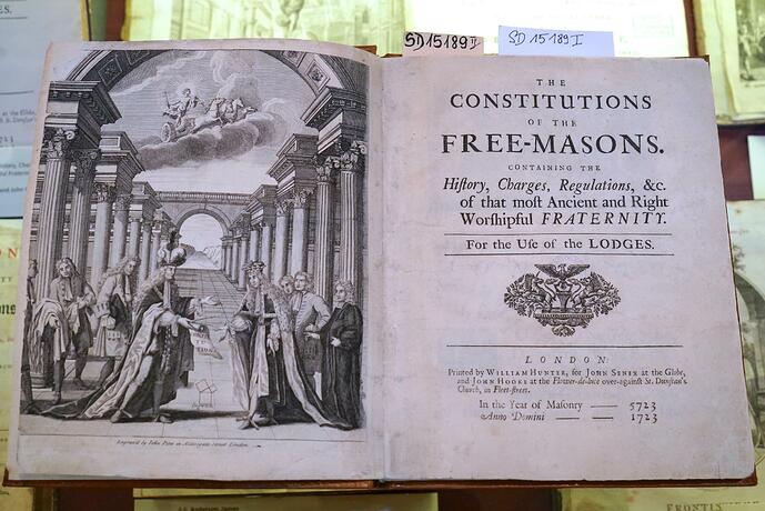 The first edition of the earliest Masonic constitution written in 1723, six years after the first lodge was created in England, is one of the gems of the collection