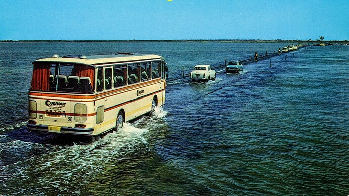 This 4.3 km long road in France is a road for only a Few Hours a day. Then it disappears underwater twice a day.