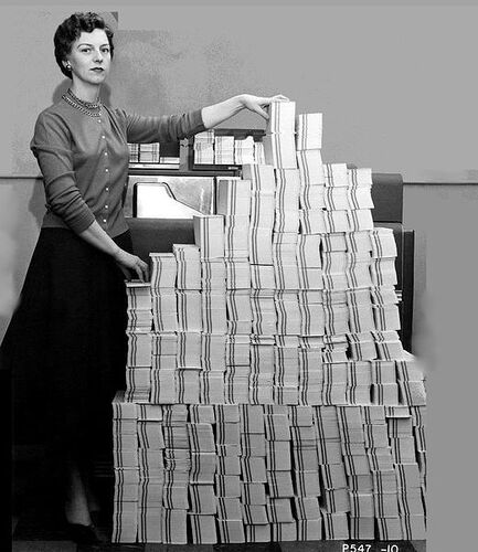 625000 punched cards containing 5mb of data