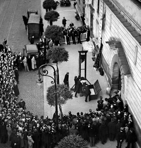The guillotine seems like a relic from a past era. But the French continued using this execution method long after the French Revolution. This photo depicts the last public execution in France using the guillotine, 1977