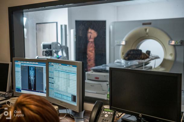 The team conducted various scans of the pregnant mummy and its mummified fetus. (Warsaw Mummy Project)