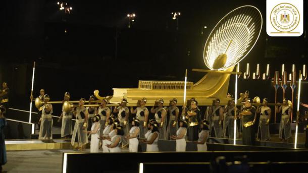 The Opet Festival celebration and parade along the Avenue of Sphinxes that runs between Karnack and Luxor. (Ministry of Tourism and Antiquities – Egypt)