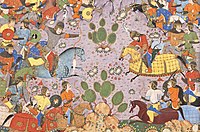 Bahram Chobin fighting the Turk Yabghu Bagha Qaghan in 588-589 CE.\ 200x132