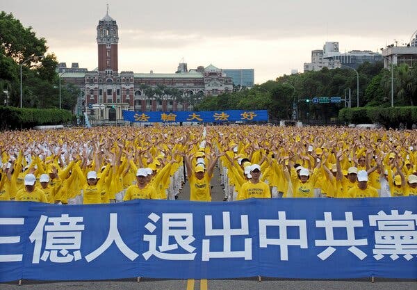 A 2018 gathering in Taiwan for practitioners of Falun Gong, which backs The Epoch Times.