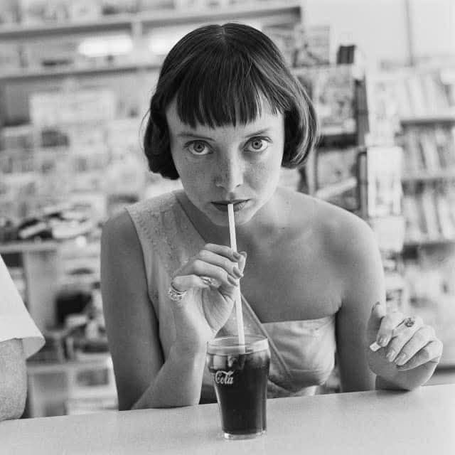 History Carolyn Jones the future Morticia Addams enjoying a Coca-Cola in 1956