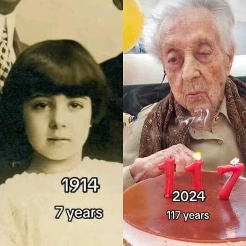 Maria Branyas when she was 7 and she was 117, She is an American-born Spanish supercentenarian who, at the age of 117 years, 111 days, has been the world’s oldest verified living person